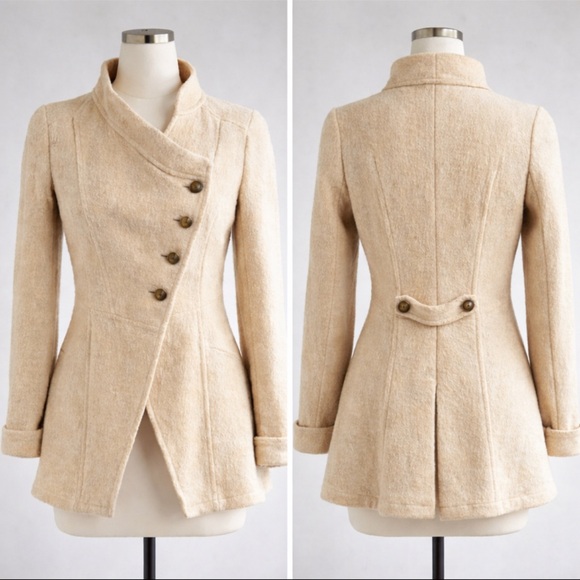 Free People Jackets & Blazers - Free People Asymmetrical Wool Blend Jacket Size 6